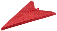 Förpackning med röda trekantiga slippapper med flera hål, passar detaljslipmaskiner. Flera ark staplade, utformade för effektiv slipning och dammutsugning.