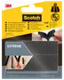 Svarta Scotch Extreme kardborrefästen, 2 st, 25mm x 76mm, kraftiga självhäftande remsor, håller upp till 5 kg, för inomhus- och utomhusbruk.