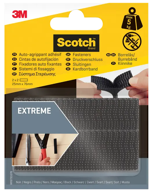 Scotch™ Ekstreme Fasteners Sort - 25 x 75 mm