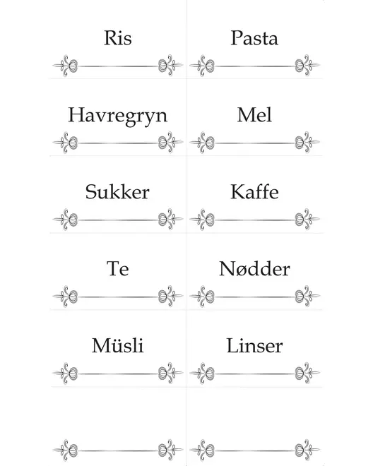 Labels til krydderier og tørvarer