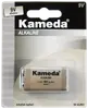 Kameda 9V alkaliskt batteri, typ 6LR61, i blisterförpackning. Passar till elektroniska enheter som kräver 9V. En batteri ingår, märkt i svart och silver.