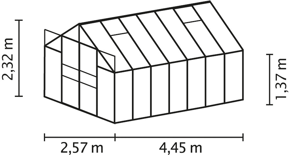 Växthus Mars 11500 svart/glas