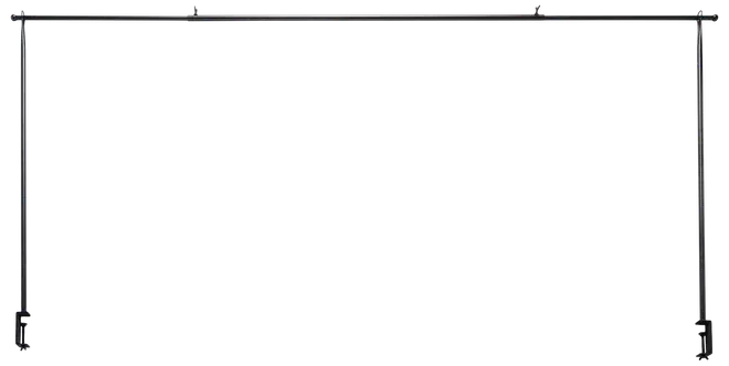 Justerbart tøjstativ i metal med fire lodrette ben, vandret bøjlestang og solid base. Perfekt til ophængning af tøj, bærbar og velegnet til hjem eller butik.