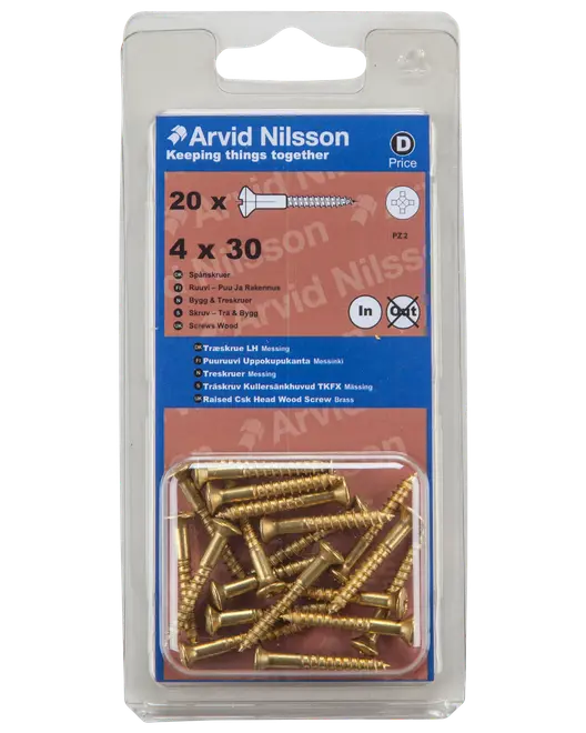 Träskruv mässing 4x30 20 st