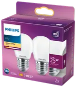 PHILIPS LED klotlampa 2,2W E27 A60 2-pack