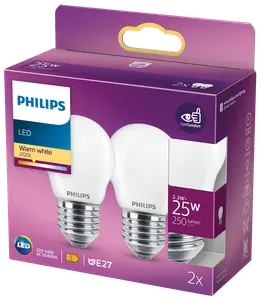 PHILIPS LED-pære 2,2W E27 A60 2-pak