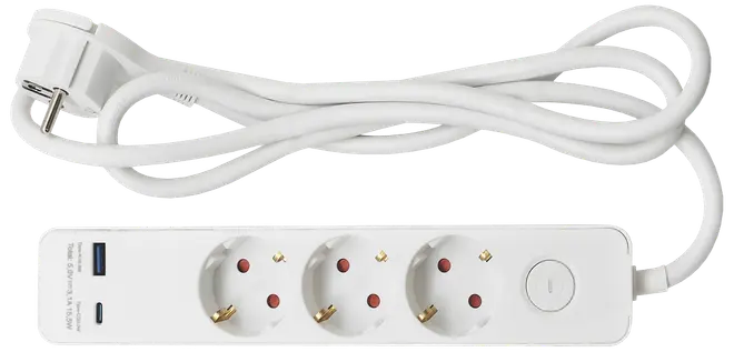 3 stikdåse med USB og afbryder