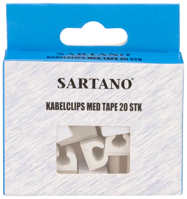 Kabelclips med tape 20-pak