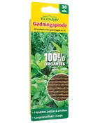 Förpackning med 30 ECOstyle 100% organiska gödselpinnar för örter och grönsaker, för krukor och växthus, med 3 månaders långtidseffekt.