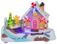 Pepparkakslandskap hus med LED 