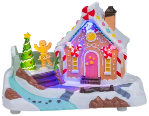 Pepparkakslandskap hus med LED 