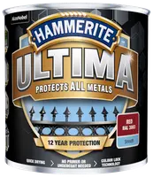 Hammerite Ultima metalmaling, antracitgrå, glat finish. Beskytter alle metaller, 12 års beskyttelse, hurtigtørrende, ingen grunder nødvendig, farvelåseteknologi. Til udendørs metaloverflader.