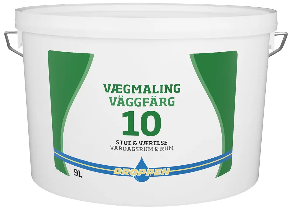 Droppen Vægmaling 9 L glans 10 - hvid 