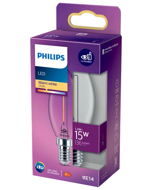 PHILIPS LED kronlampa 2W E14 B35