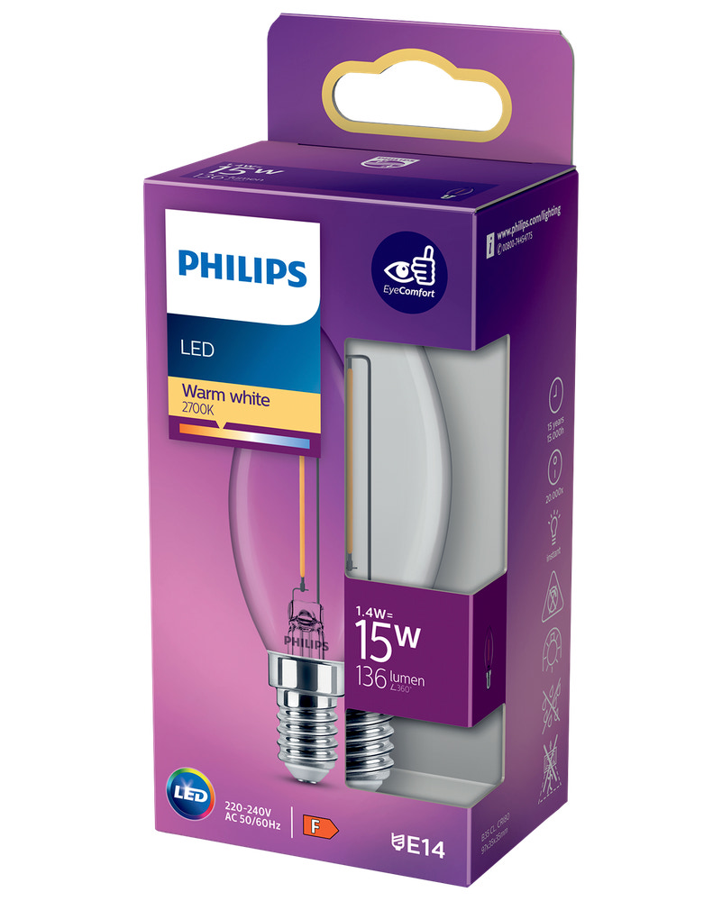 PHILIPS LED kronlampa 2W E14 B35