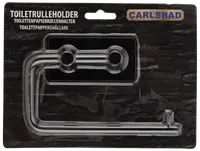Toalettrullehållare i krom med väggfäste, modern design, passar standardrullar. Monteringsmaterial ingår. Hållbar metallkonstruktion, enkel installation, märke: Carlsbad.