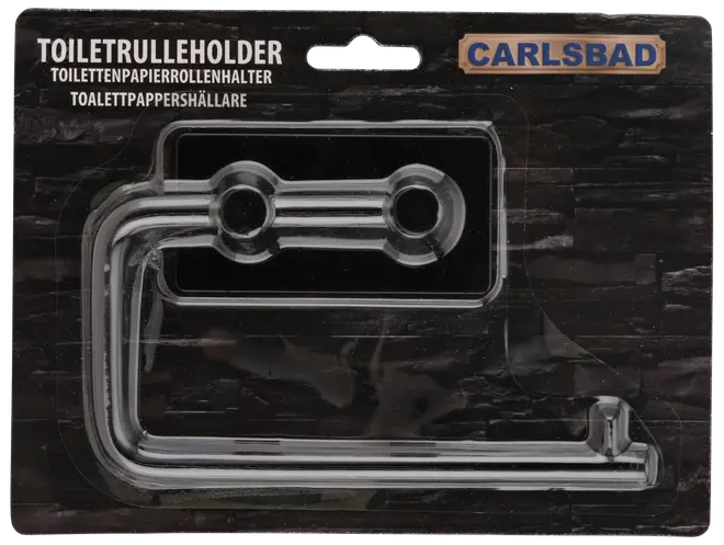 Toiletrulleholder i krom med vægbeslag, moderne design, passer til standardruller. Inkluderer monteringsmateriale. Holdbar metal konstruktion, nem at montere, mærke: Carlsbad.