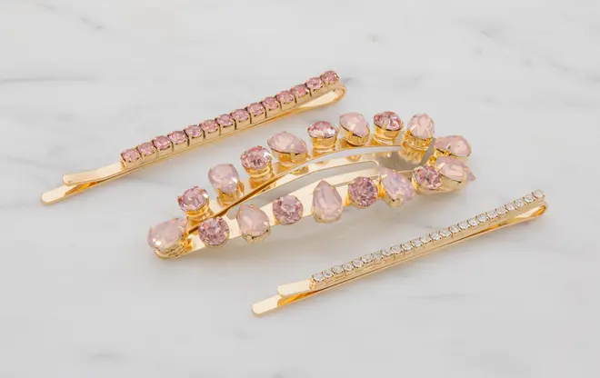 Hårspænde med sten 3 stk. - guld