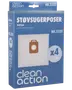 Pakke med 4 Clean Action støvsugerposer til Nilfisk modeller, inkluderer 1 filter. Blå æske med produktbillede og modelnummer NR.2332 vist.