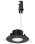 Sort indbygget LED-downlight med rund kant, integreret lyskilde og monteringsbeslag. Velegnet til loftsinstallation og giver fokuseret, energieffektiv belysning til moderne rum.