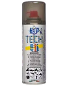 Sølvfarvet aerosol-dåse med Super Help Tech 5 universal smøremiddel og rustløsner med rødt sprayhoved.