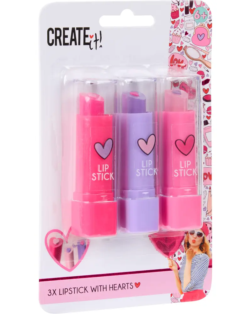 Hjerte læbestift - 3pk