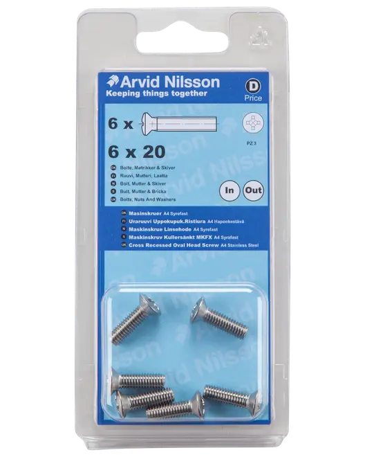 MASKINSKRUV A4 LH M6X20 6 ST