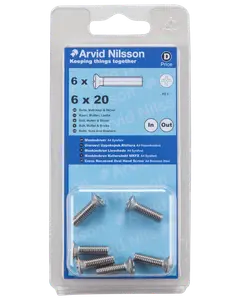 Arvid Nilsson Maskinskrue A4 LH M6 x 20 mm 6-pak