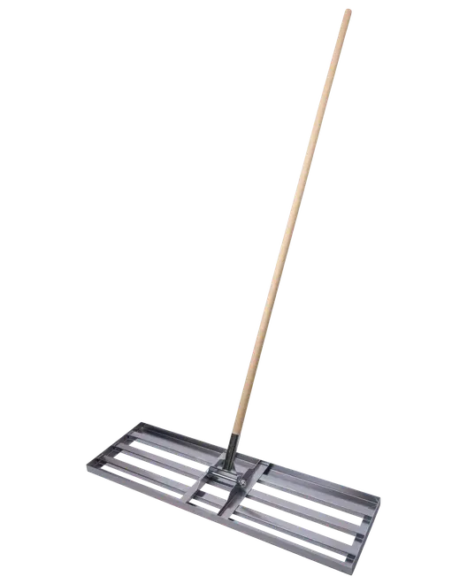 Gräsmatteutjämnare med trähandtag