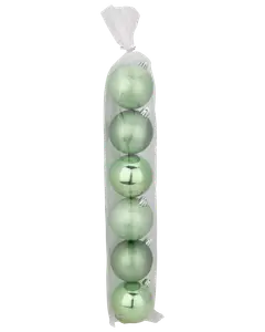  Julgranskulor Ø7 cm 6-pack - Ljusgrön