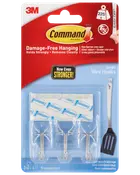 Command™ Trådkrokar med Strips - Transparent Små