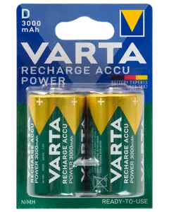 VARTA Genopladelig batteri - D 3000mAh 2-pak