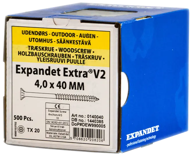 EXPANDET Spånskrue 4 x 40 mm TX20 500 stk.