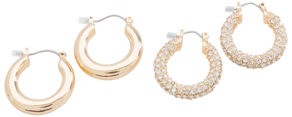 Örhängen chunky hoops 2 par - guld