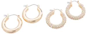 Örhängen chunky hoops 2 par - guld