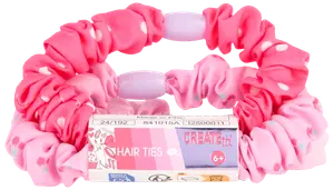 Sæt med to stof-scrunchies i lyserøde nuancer med hvide prikker, egnet til børn fra 6 år. Blødt, elastisk materiale for behagelig hårstyling.