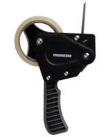 Probuilder tejphållare med ergonomiskt svart handtag, metallskruvar och en rulle maskeringstejp. Utformad för enkel tejpning och kapning, perfekt för förpackning och förslutning.