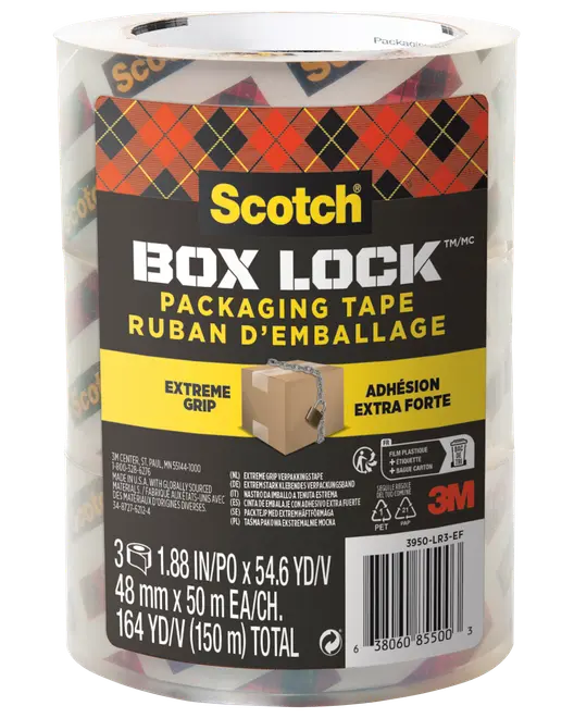 Scotch® Box Lock™ Emballagetape 48 mm x 50 meter 3-pak