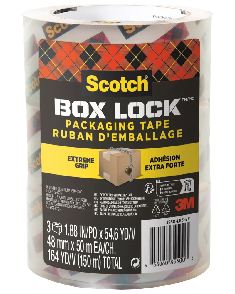 Scotch® Box Lock™ Emballagetape 48 mm x 50 meter 3-pak