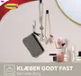 Självhäftande vägghakar håller ett mönstrat fodral och smycken. Perfekt för att organisera accessoarer. Klarar upp till 450 gram. Visas i badrum med kosmetika.