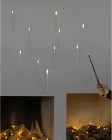 Set med svävande LED-ljus med varm gul låga, upphängda med genomskinliga trådar. Perfekt för magisk dekoration, batteridrivna, säker, fjärrkontroll ingår.