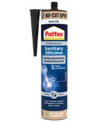 Pattex sanitær silikoneforsegling, hvid, mugresistent, vandtæt, 5 års garanti, til badeværelser og køkkener. Leveres i genanvendelig paprør med påføringsdyse.