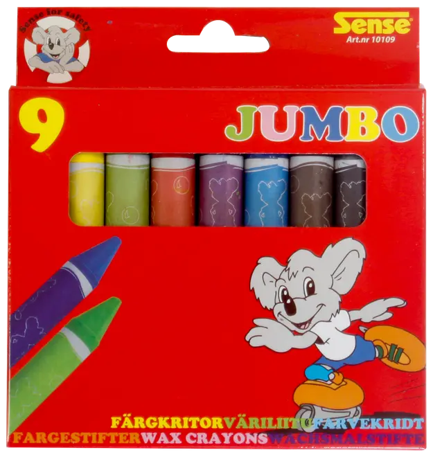 SENSE FÄRGKRITOR JUMBO 9-PACK