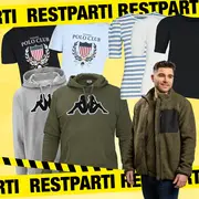 Blandet herretøj med Polo Club T-shirts, stribet langærmet trøje, hættetrøjer og fleecejakke i sort, hvid, grå og olivengrøn.