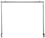 Justerbart tøjstativ i metal med vandret bøjlestang og fire lodrette støtteben, udstyret med hjul for nem flytning. Perfekt til garderobe eller vaskerum.