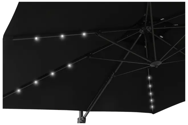 Hängande parasoll med solcellsbelysning Ø3 m