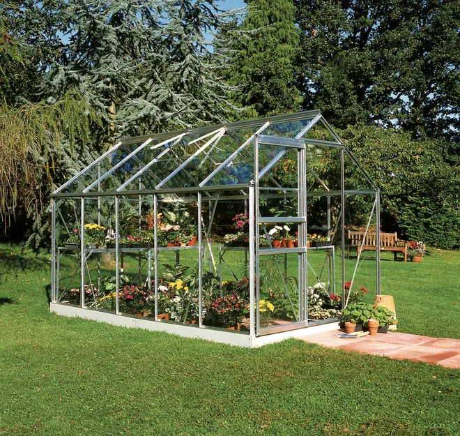 Halls Drivhus Popular 106 med glas og fundament - alu