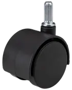 Sort plastikhjul til kontorstol med metalstift til nem montering. Velegnet til glidende bevægelse på hårde gulve eller lavtæppet. Holdbar og passer til de fleste kontorstole.