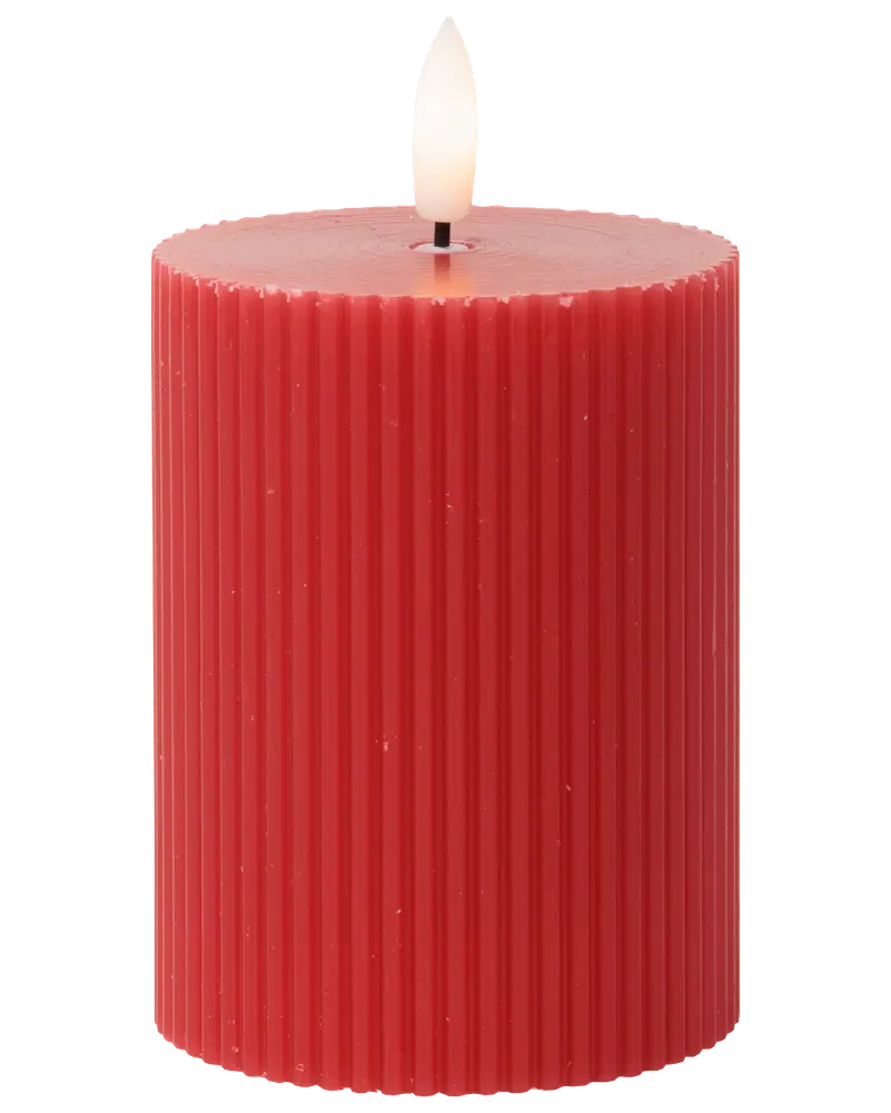 LED-blockljus med räfflor och timer - H. 10 cm