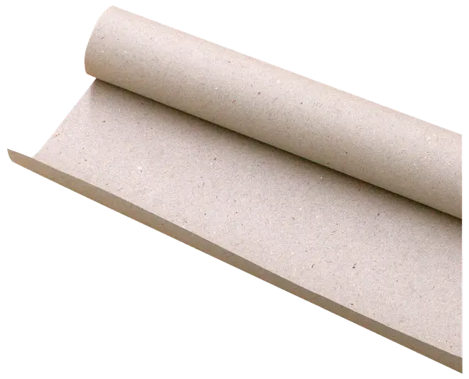 En rulle tjock, obestruken, återvunnen grå kartong, perfekt för bokbindning, pyssel eller förpackning. Slät yta med synliga fibrer och robust känsla.